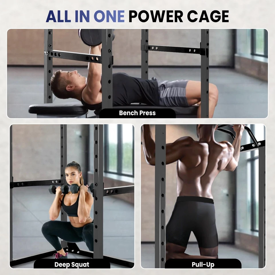 Power Cage 1200 libras ajustable Power Rack estante para sentadillas para gimnasio en casa fitness negro Foto 3 de 4