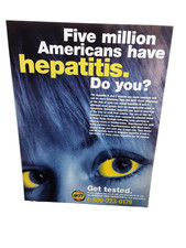 1995 Hepatitis Awareness Get Tested Yellow Eyes Vintage Print Ad