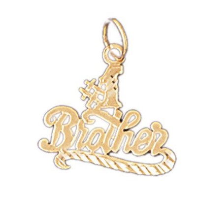 Number One Brother Charm Pendant 14k Gold (0.9 Grams)