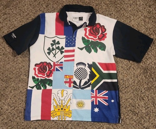 COTTON TRADERS SIX NATION COLORBLOCK RUGBY SHIRT L