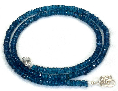 LBT LONDON BLUE TOPAZ RONDELLE 4-5MM FACETED GEMSTONE BEADS 18''INCH NECKLACE