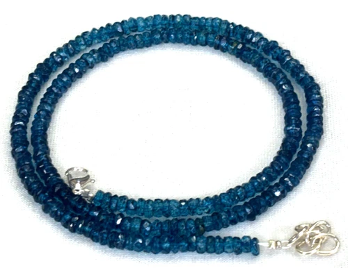 LBT LONDON BLUE TOPAZ RONDELLE 4-5MM FACETED GEMSTONE BEADS 18"INCH NECKLACE