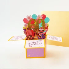 Happy 60th Birthday Surprise Box - Pop Up Birthday Greeting Card with Envelope