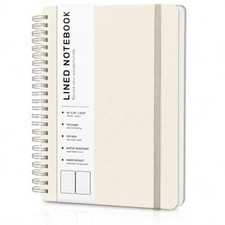 Lined Spiral Notebook for Women, A5 College Ruled Leather Spiral Journals