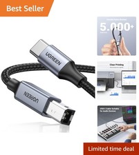 USB B to USB C High-Speed Cable 6.6FT   Ideal for Printers  MIDI Connections