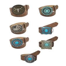 Delicate Metal Buckle Belts PU Leather Belt Adult Adjust Embossed Pattern Belt