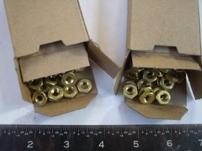 2 NOS Boxes Brass Hexagon #12 (.216) Nuts #12x24 thread 100 per Box, 200 Total