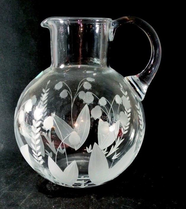 食器 TIFFANY&Co. Valley TIFFANY & CO LILY OF THE VALLEY PITCHER , Etched Crystal, 8 1/8