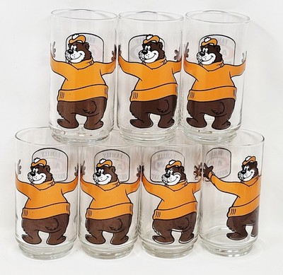A&W Orange and Brown Bear Logo Root Beer Glass 5-3/4'' Pristine Vintage VGC 
