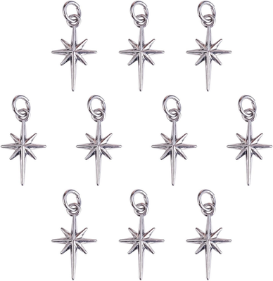 #ad 10 Pieces North Star Charm Brass Pendant with Jump Rings Polaris Star Pendant Pl $14.11