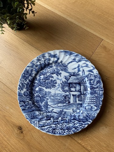 Myott blau & weiß 12" Speiseteller - The Hunter - Top Zustand