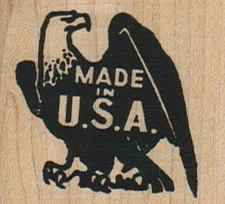 Made In U.S.A. Eagle 1 3/4 x 1 1/2" Mounted Rubber Stamp, Bird Stamp, Birds 