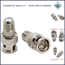75 Ohm Coaxial Connector BNC to F Female Adapter 2-Pack for Security Devices