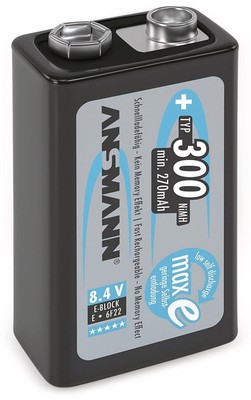 ANSMANN NiMH-9 V-Blockakku maxE, 300 mAh