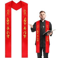 Clergy Stole 110" Priest Stole Pastor Pentecost Embroidery Stole Red Clergy S...