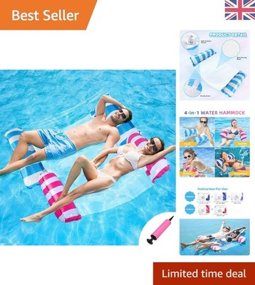 Robuste Wasserhängematte Pool Float - XL Größe blau & pink für Erwachsene, inklusive Pumpe
