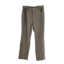 H M Women  s Size 12 Tan Faux Leather Pants Straight Leg High Rise