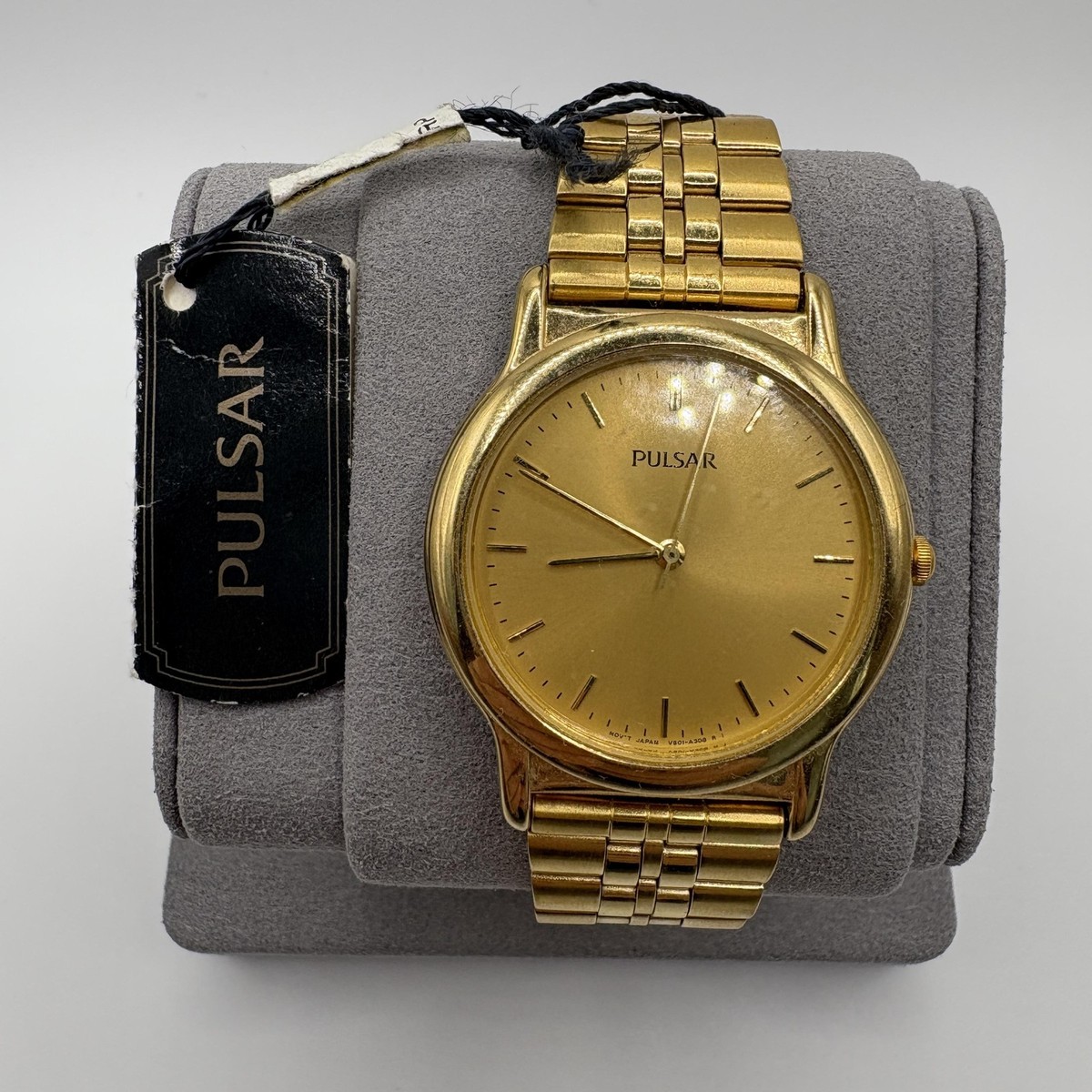 Pulsar PRS436 Watch Mens 36mm Gold Tone Stainless Japan V501-A308