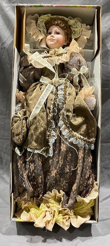 Cathay Collection Porcelain Doll Gold Dress