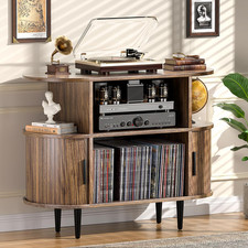Large Mid Century Modern Record Player Stand for 150 Records