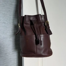 Vintage Coach 4151 Thompson Drawstring Bucket Bag Brown Leather with Hang Tag