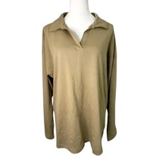 Topshop Shirt Dress Collared V-Neck Long Sleeve Relaxed Fit Beige/Brown 4-6 NWT