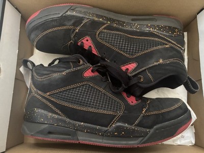 Jordan Air Jordans Flight 9 Mid Top Lace-Up Basketball Sneakers Black/Red/Gold