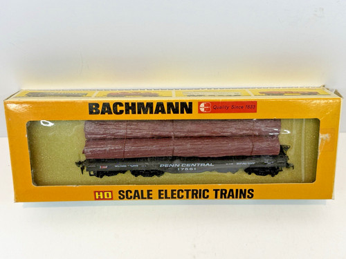 Coche plano Bachmann escala HO 0961 Penn Central 48' con carga de troncos -#17561 | Condition: New