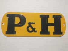 Vintage P&H Pawling Harnischfeger Machine Shovel Crane Aluminum Emblem Sign