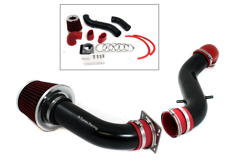 BCP Matte Black/Red 98-03 Escort ZX2 2.0L L4 AT/MT Cold Air Intake + Filter