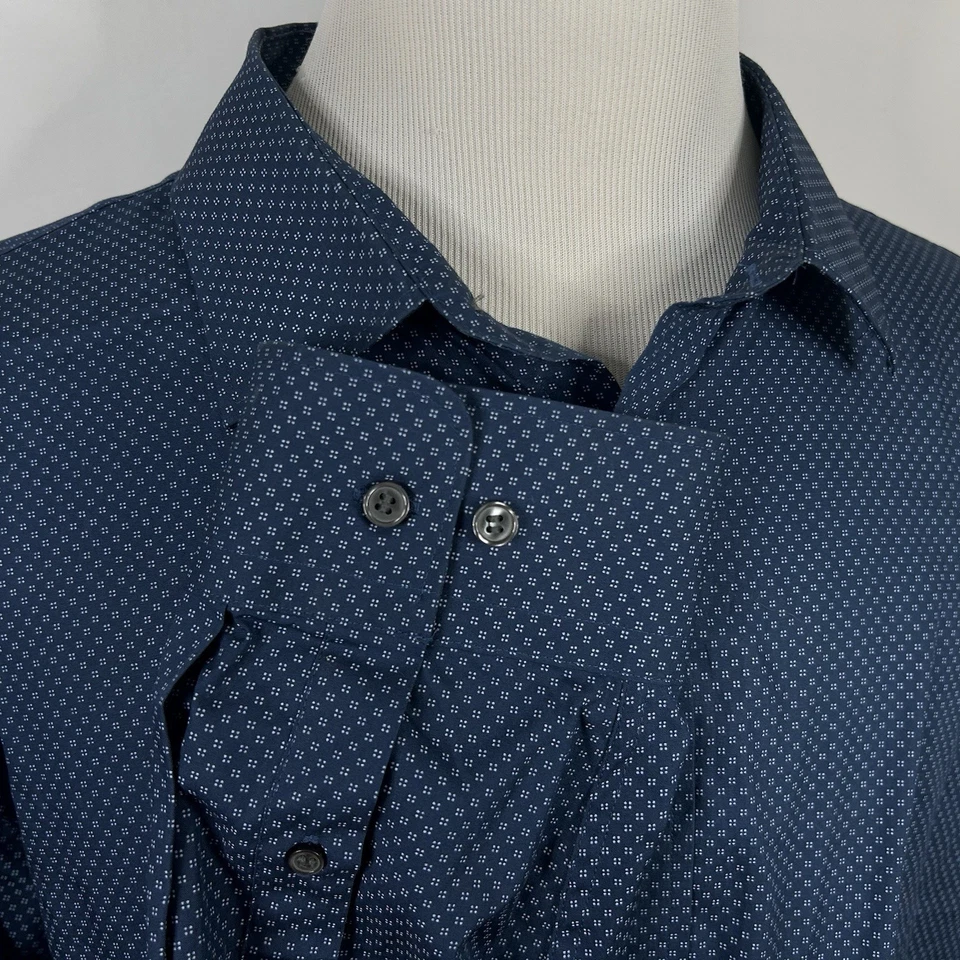 Jos A Bank 3X Camisa Informal Azul Blanco Estampado Floral 100% Algodón Botón Frontal Foto 4 de 4