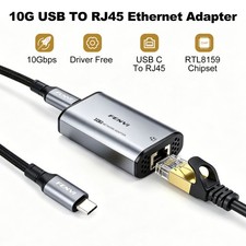 USB 3.2 Gen2 Type-C 10Gbps Network Dongle RTL8159 RJ45 Ethernet Adapter Portable