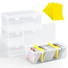 4 Pack Trading Card Storage Box, Card Deck Boxes with Dividers Hold 400+ Spor...