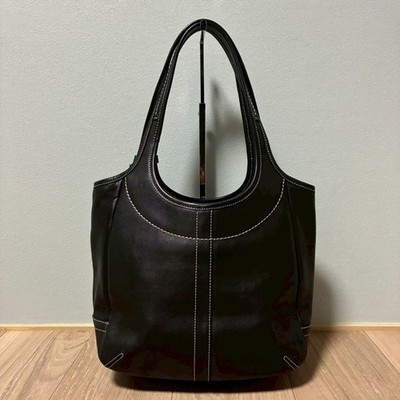 COACH 11285 Black Leather Shoulder Bag w/ Cherry Charm Rare