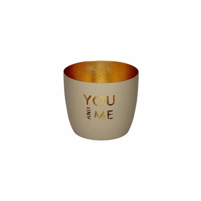 Gift Company Windlicht Madras M You and Me Teelichthalter Sandstone Gold H 8.5cm