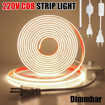 230V COB LED Streifen Stripe Lichtband Lichtschlauch Wasserdicht Selbstklebend - Bild 1 von 4