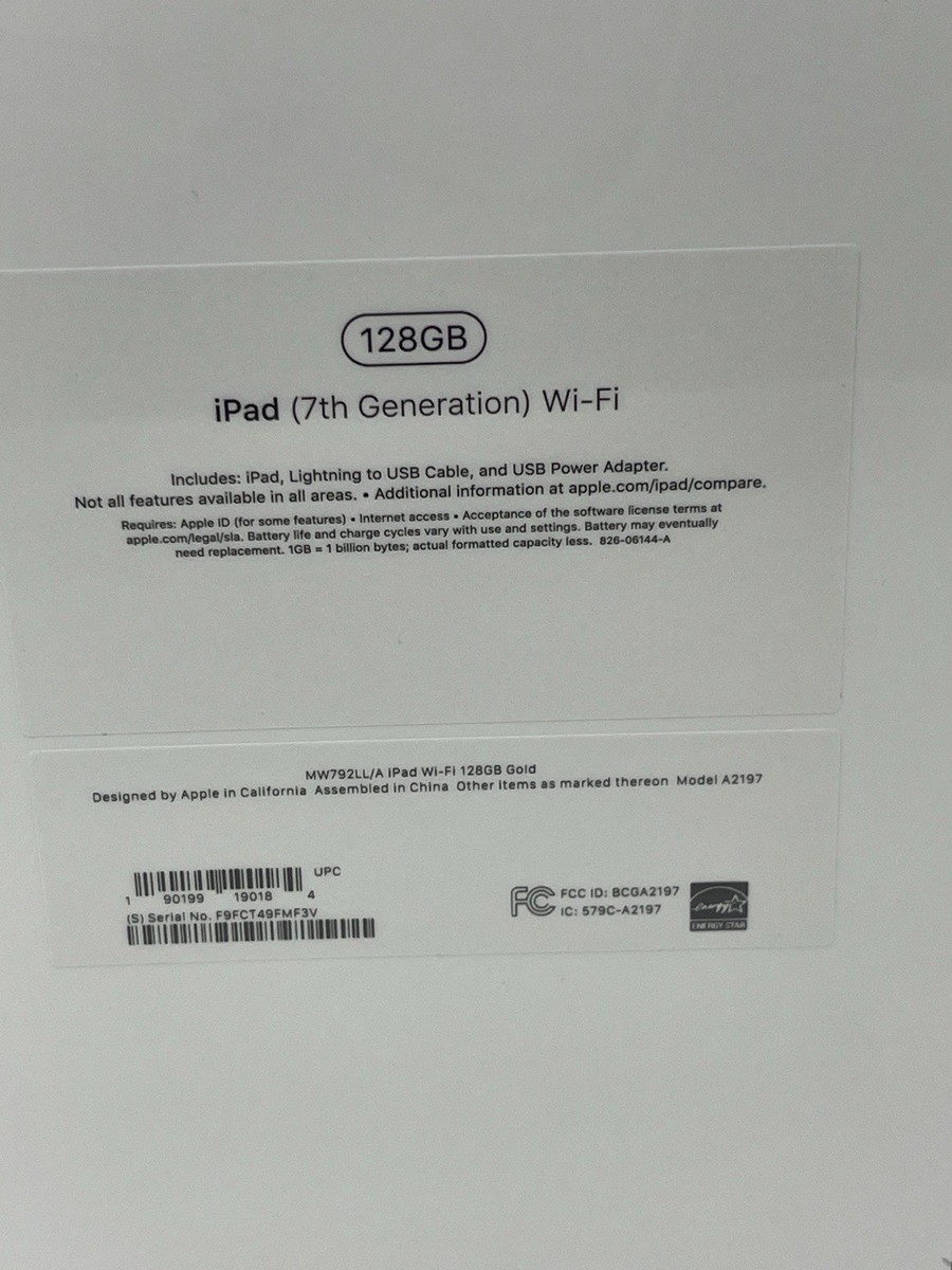 Apple iPad (7th Generation) A2197 128 GB, Wi-Fi, 10.2 in - Gold