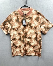 Under Armour Golf Polo Shirt Men XL Floral Beige Brown HeatGear UPF 40 Loose NWT