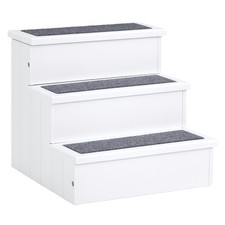 3 Step Wood Carpet Non Slip Pet Stairs Ramp for Cats and Small Dogs