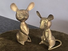 2x Brass Big Ear Mouse Mice ornaments - Figurines