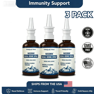 3x Nasomin Iodine Nasal Spray Natural Mineral Complex Cleanses Nasal Passages--