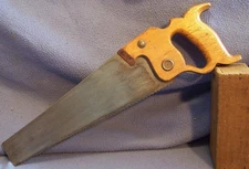 Henry Disston & Sons etched 12 in panel saw Childs saw toolbox saw SCARCE ONE!