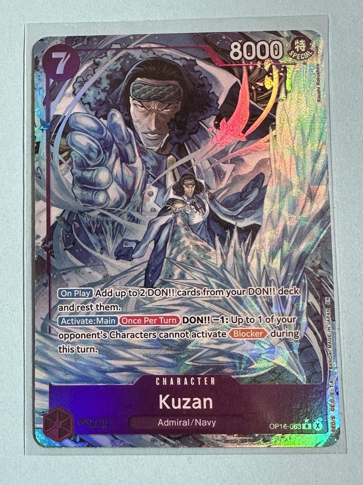 Kuzan One Piece OP16 The Time of Battle Alternate Art Rare Foil #063
