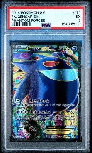 2014 POKEMON XY PHANTOM FORCES #114 FULL ART/GENGAR EX PSA 5