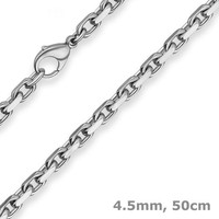 4,5Mm Ankerkette Diamantiert Collier Halskette Aus 925 Silber Rhodiniert 50Cm