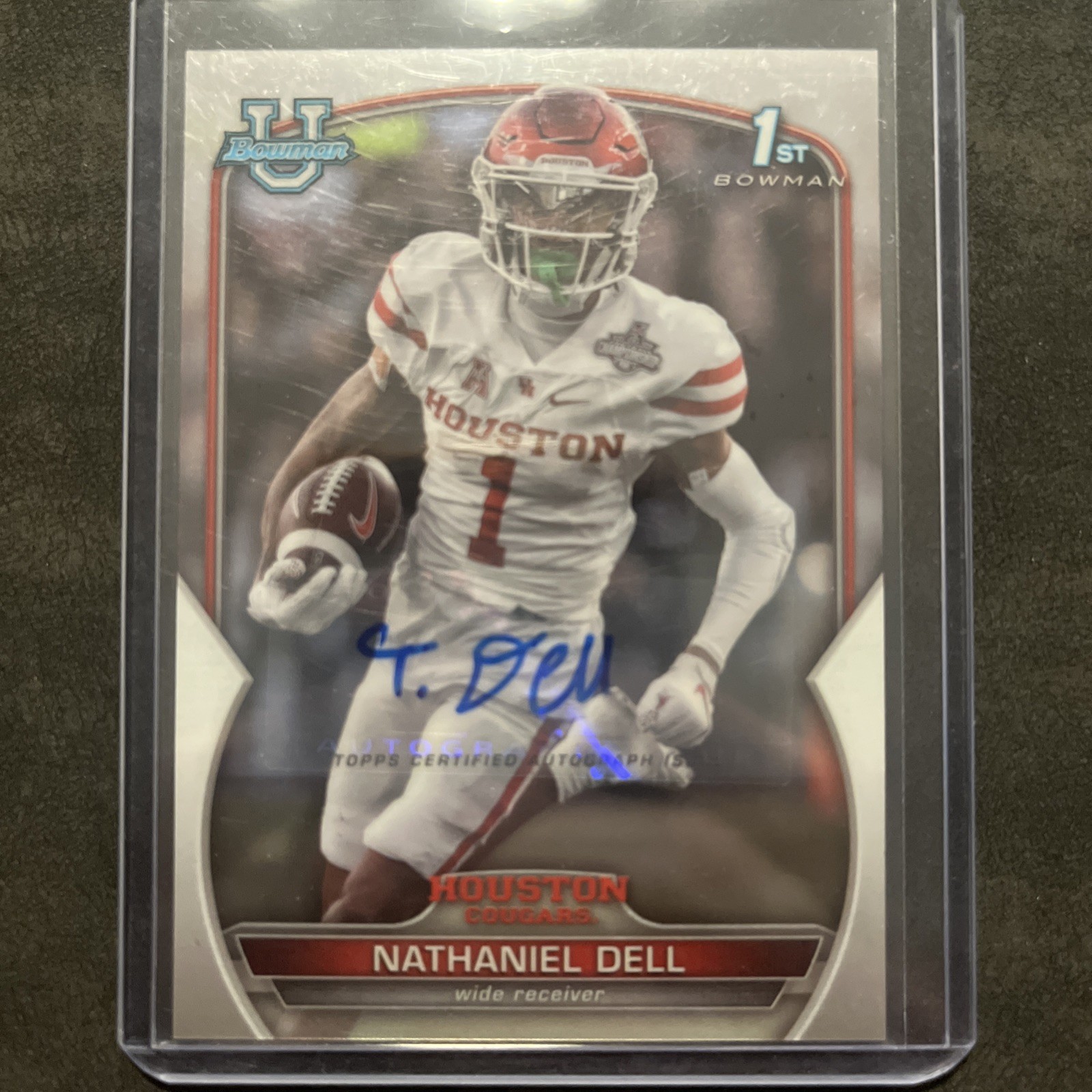 2022 Bowman University Chrome Chrome Prospect Autographs Tank Dell #49 Texans