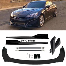 For Hyundai Genesis Front Bumper Lip Spoiler Side Skirt Glossy Black Body Kits