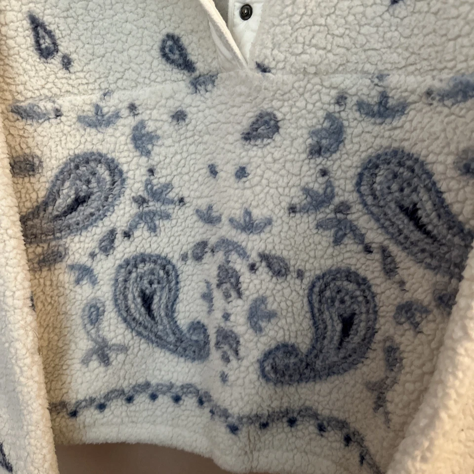 Mujer American Eagle Sherpa Pull Over Estampado Paisley Blanco Azul Talla Grande Foto 2 de 4