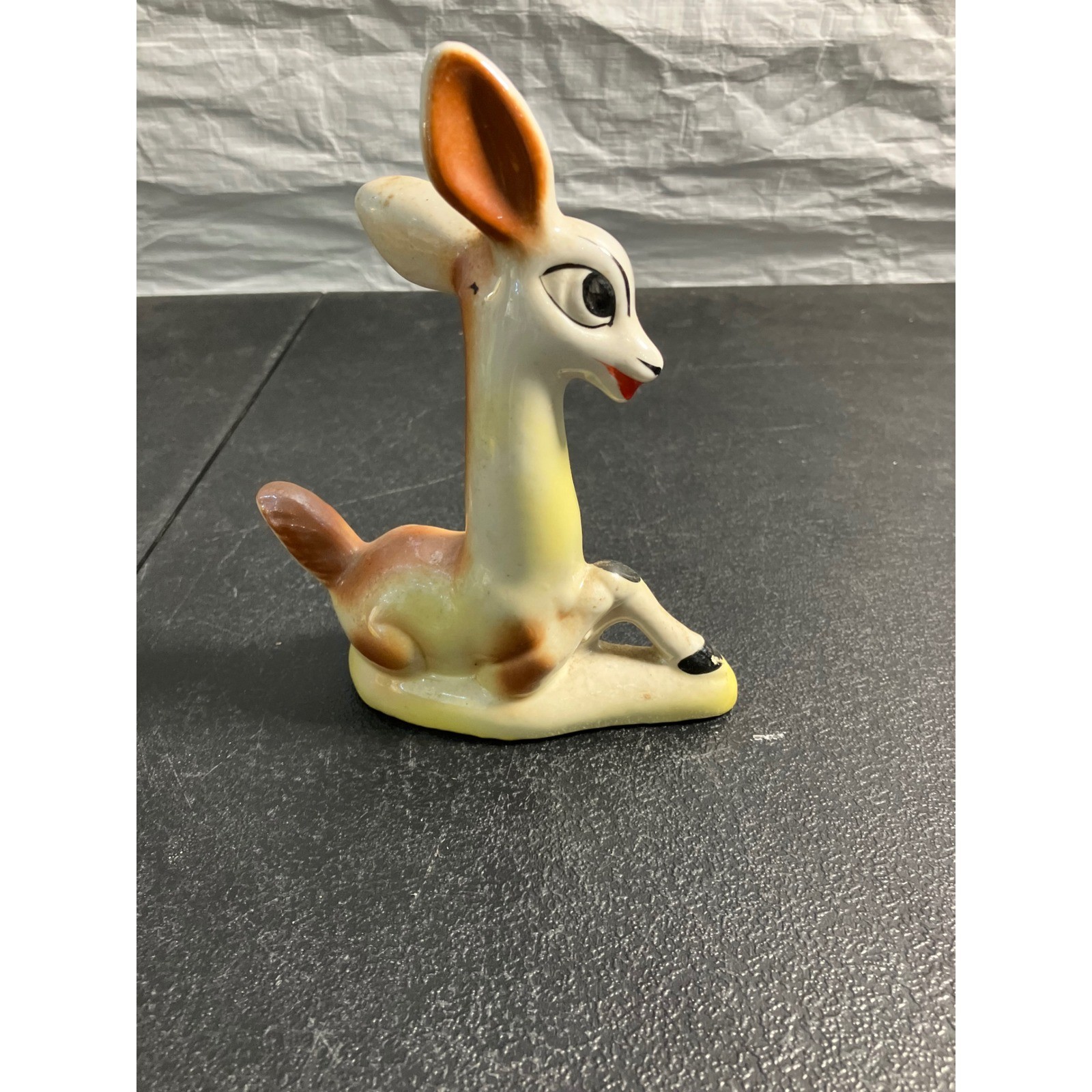Vintage Ceramic Long Neck Deer Figurine Mid Century Modern Fawn Kitchen Decor