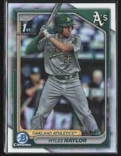 Myles Naylor 2024 Bowman Chrome 1st Refractor /499 #BCP-136 Oakland Athletics